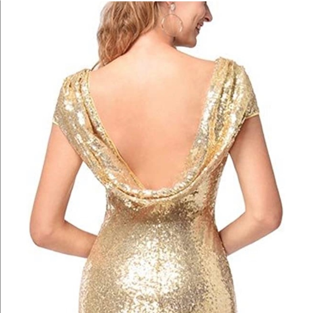 NWT Champagne Gold Sequin open back dress size 4
